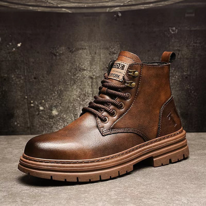 Damen Stiefeletten Leder Braun Schnürsenkel