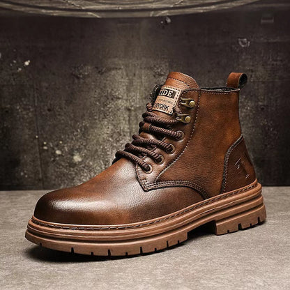 Damen Stiefeletten Leder Braun Schnürsenkel