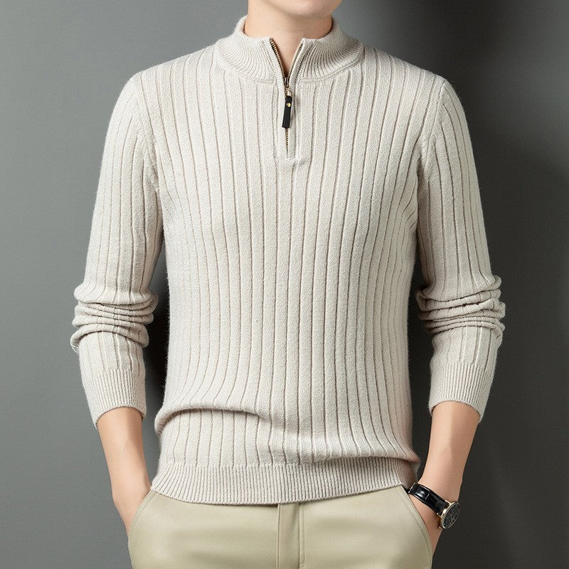 Herren Pullover Modern Stehkragen Rippmuster Trendy