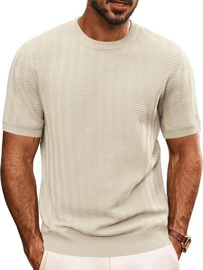 Herren T-Shirt Rundhals Strukturiert Modern