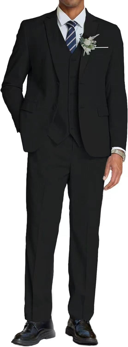 Herren Anzug Moderner 3-Teiler Elegant Slim Fit