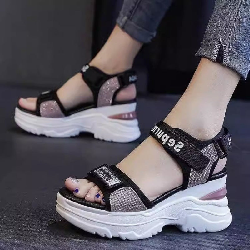 Damen Plateau-Sandalen Sportlich mit verstellbaren Riemen