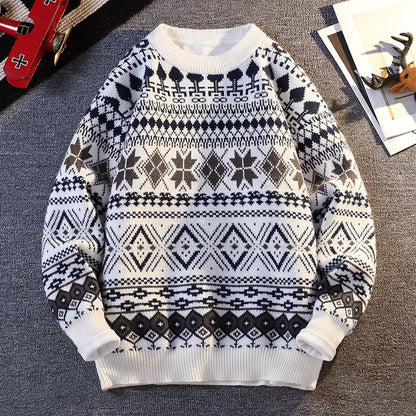 Herren Pullover Gemustert Winterlich Hochkragen - BerlinGlamour