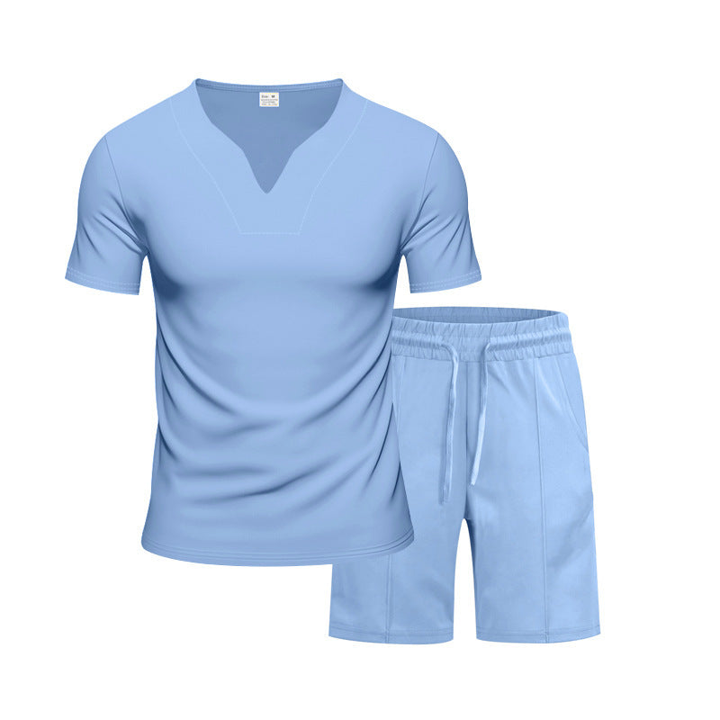 Herren Sportset Atmungsaktiv Elastisch Kurzarm T-Shirt und Shorts