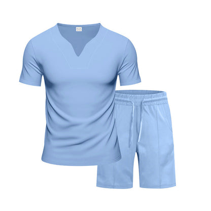 Herren Sportset Atmungsaktiv Elastisch Kurzarm T-Shirt und Shorts