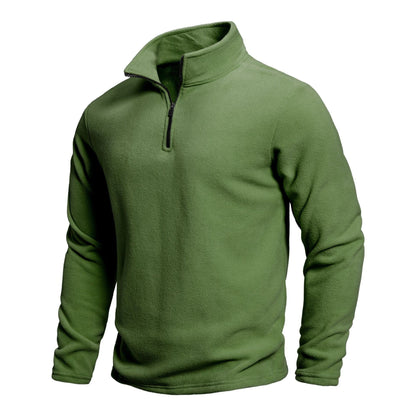 Herren Fleece Pullover Stehkragen Reißverschluss Modern