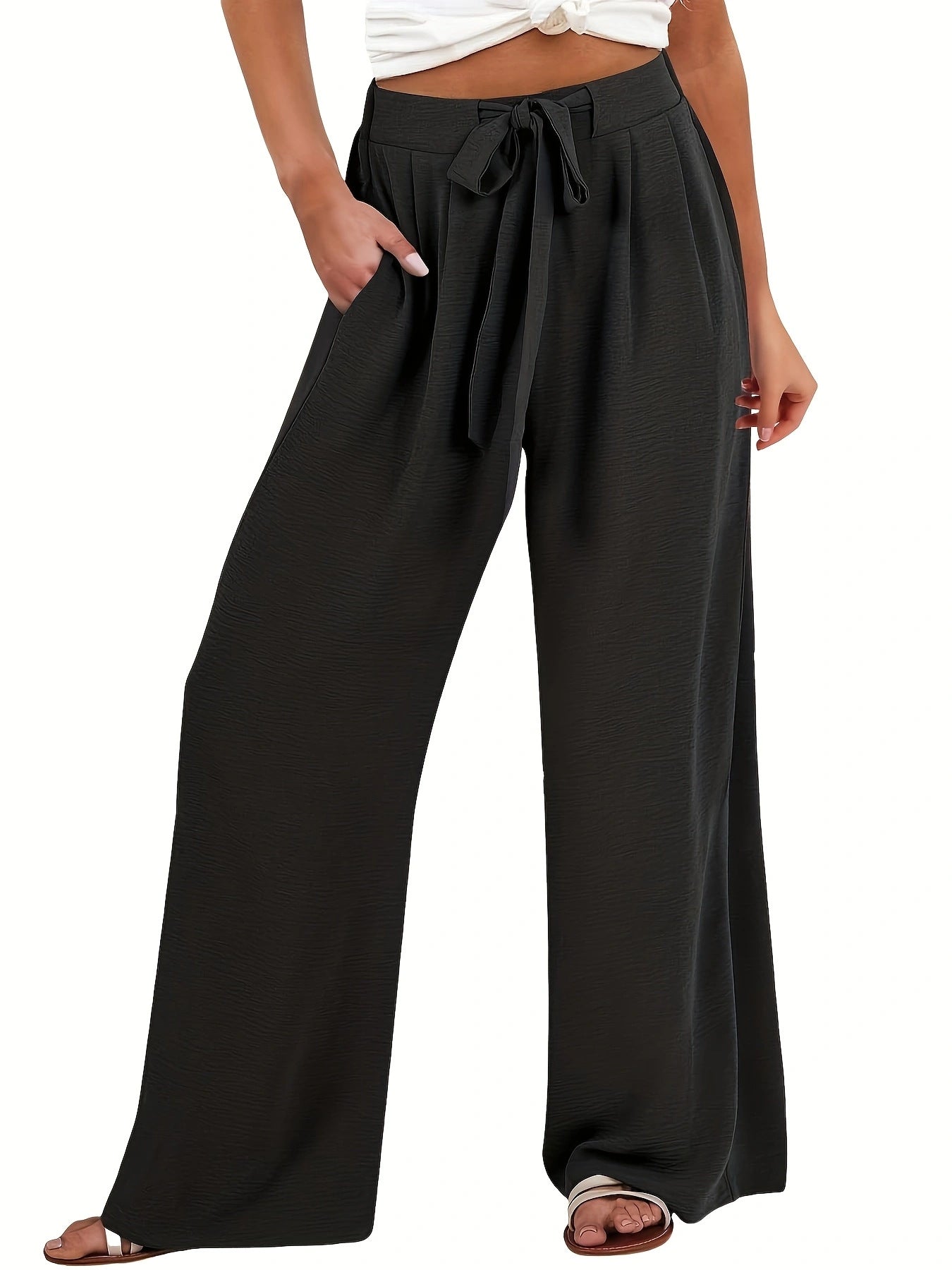 Damen Palazzo Hose Leicht und Luftig mit Taschen Sommer