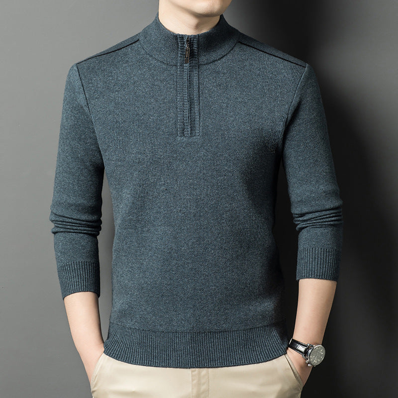 Herren Pullover Stehkragen Eleganter HalbReißverschluss Modern - BerlinGlamour