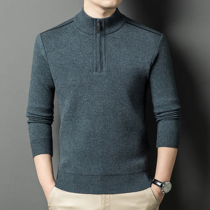 Herren Pullover Stehkragen Eleganter HalbReißverschluss Modern - BerlinGlamour