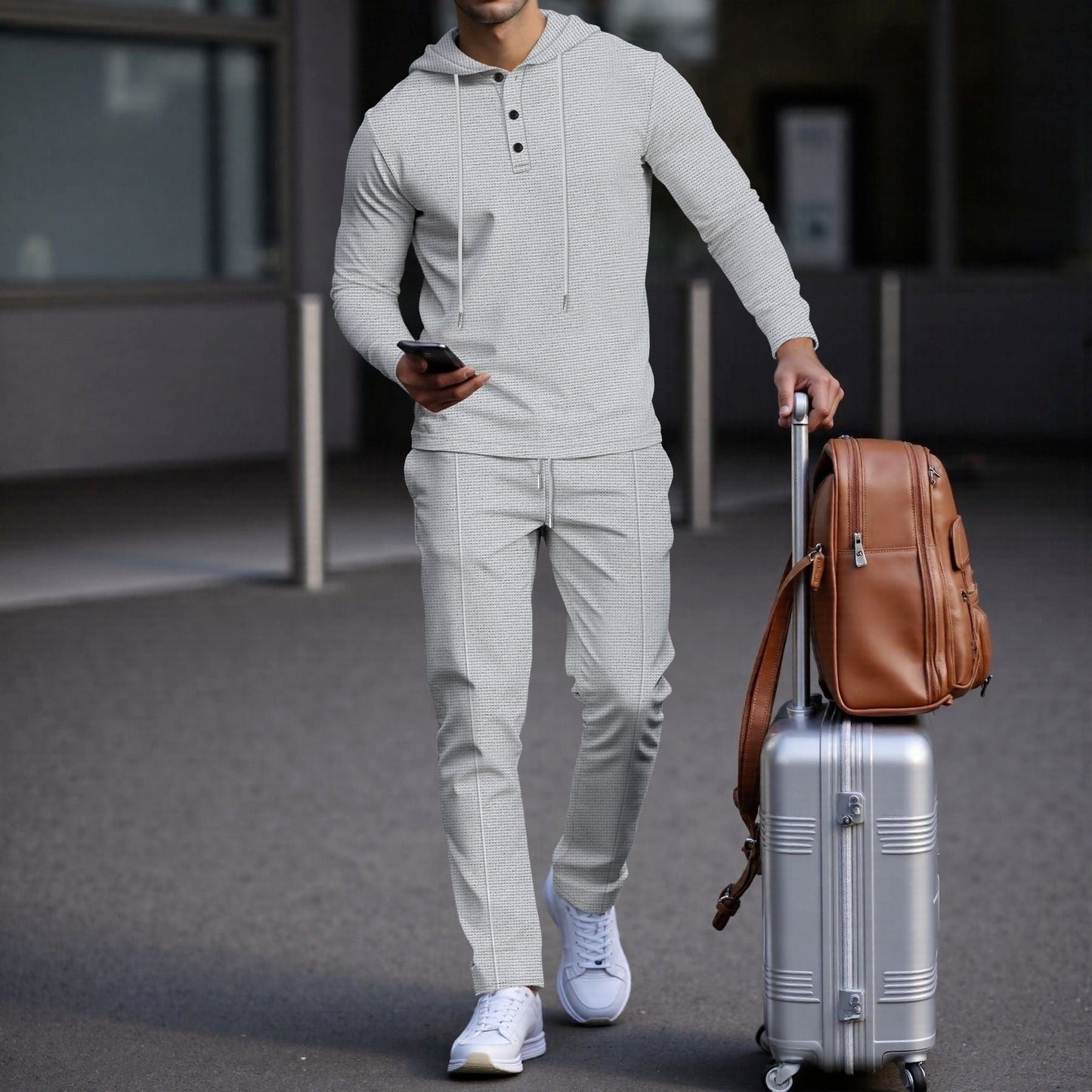 Herren Sportset Hoodie Jogginghose Struktur Design