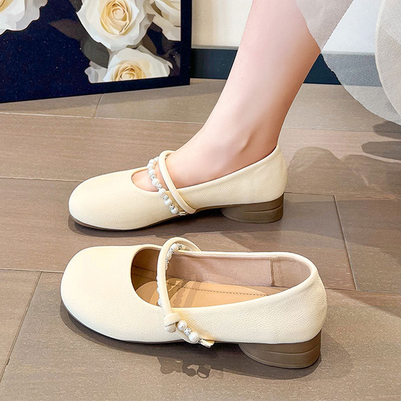 Damen Ballerinas Elegantes Design Perlen Detail