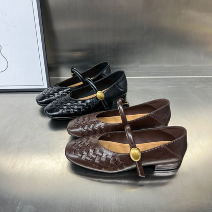 Damen Ballerinas Modisch Flechtmuster Riemen Schuhe