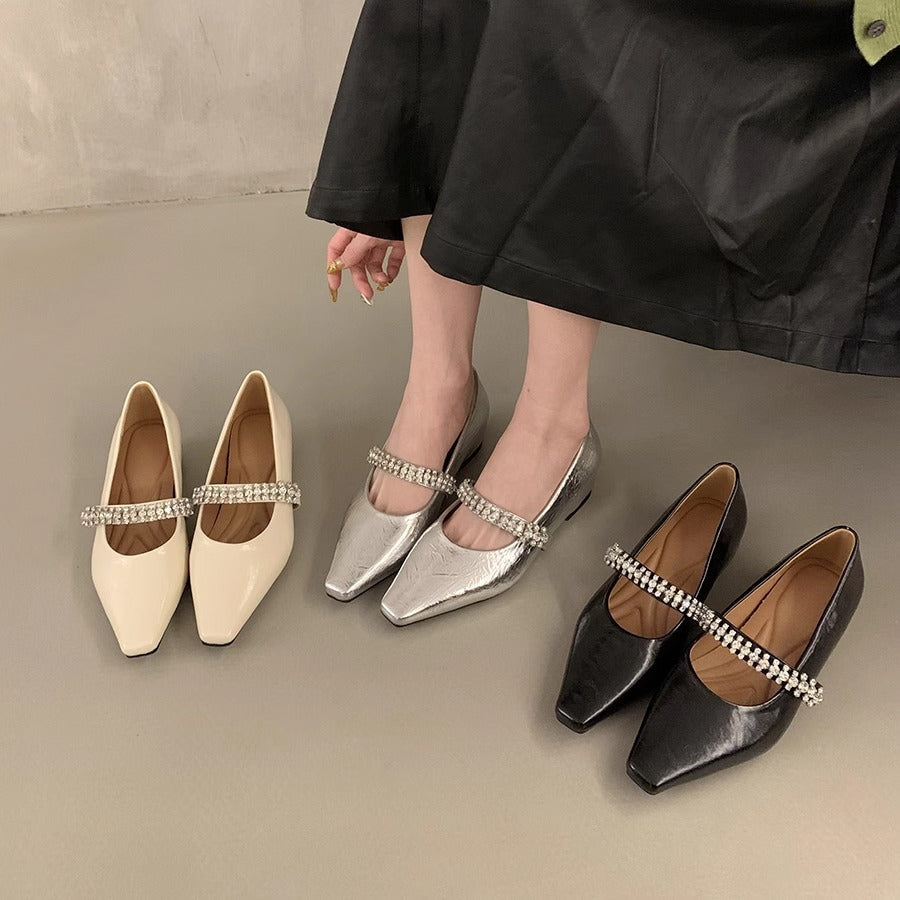 Damen Ballerinas Elegant mit Strasssteinen Schuhe