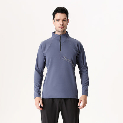 Herren Funktionsshirt Langarm Stehkragen Sportlich Modern