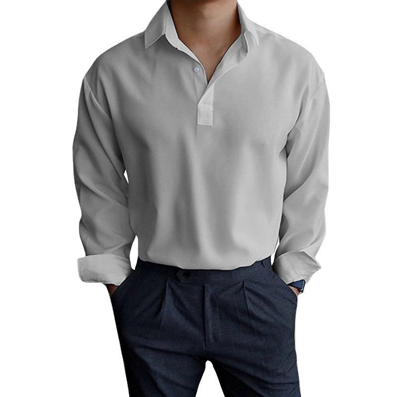 Herren Langarmshirt Modern Polokragen Slim Fit Elegant