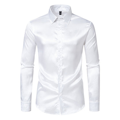 Herren Satinhemd Elegantes mit Klassischem Kragen Glanzfinish