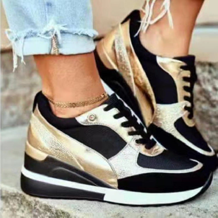 Damen Sneaker Sportlich Metallic Details Modisch - BerlinGlamour