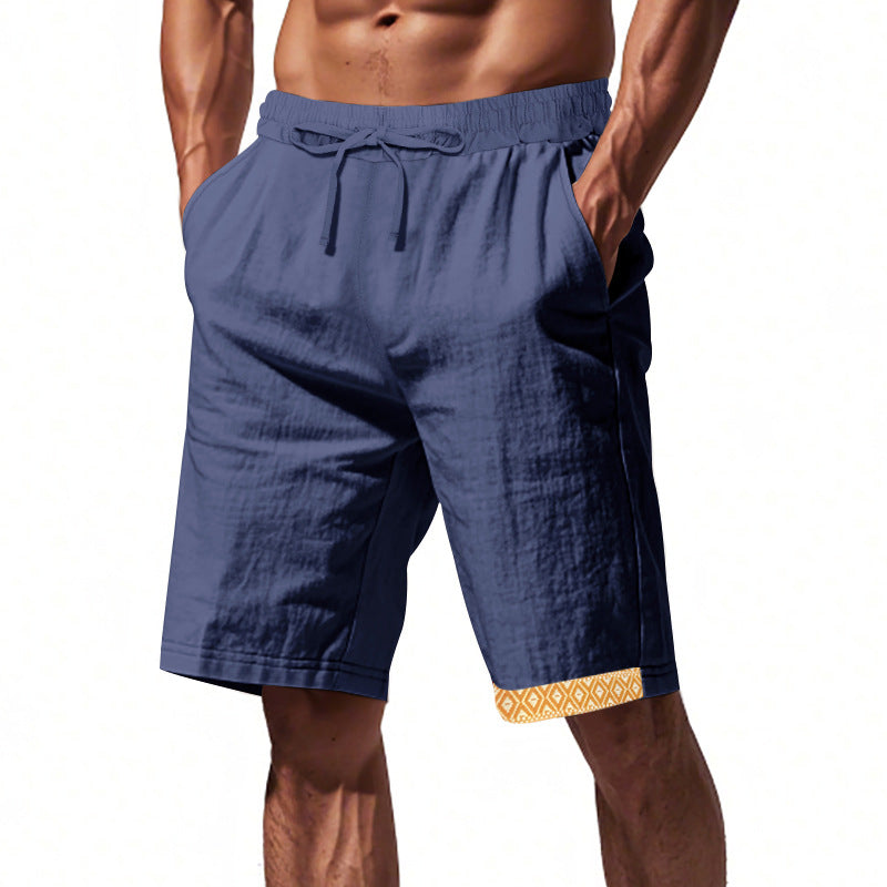 Herren Strandshorts Leinen Bequem Elastisch