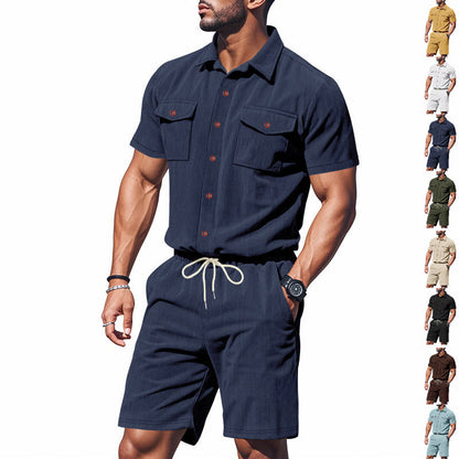 Herren Sommer Set Kurzarmhemd und Shorts Baumwolle - BerlinGlamour