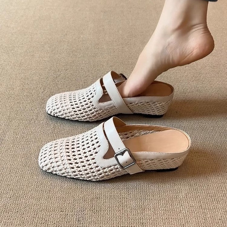 Damen Clogs Geflochten mit verstellbarem Riemen Modern