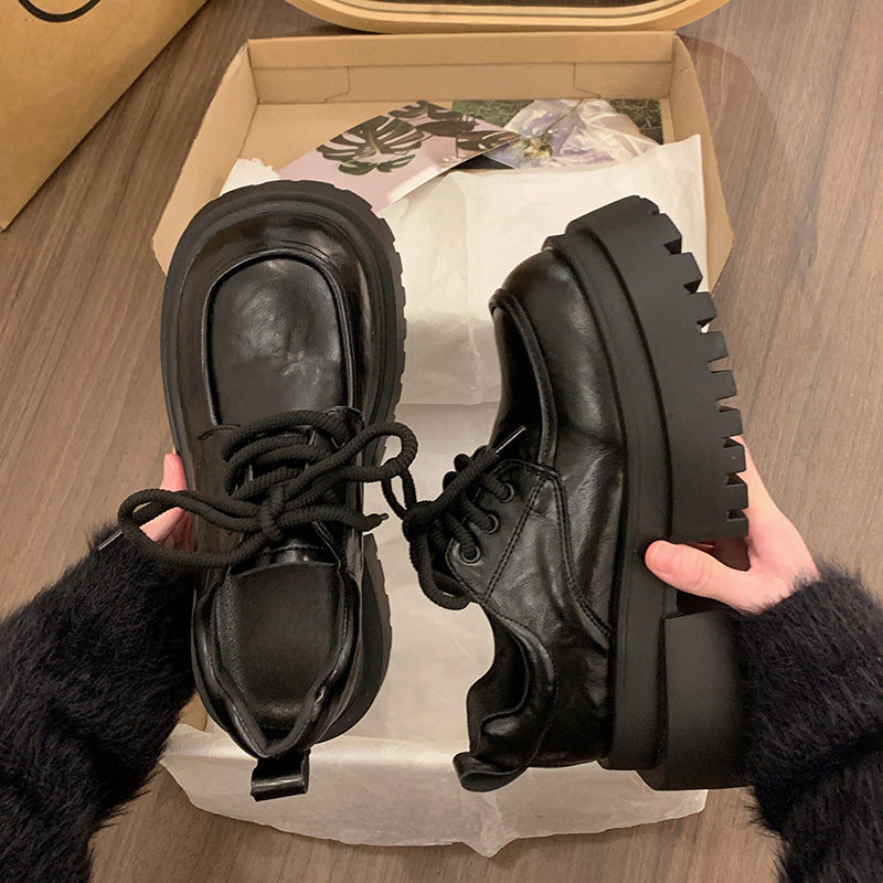 Damen Plattform Schnürschuhe Hoch Glänzend Robust - BerlinGlamour
