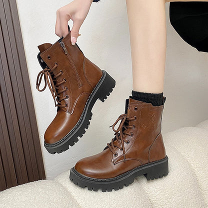 Damen Stiefeletten Robust Leder Lack Heel Mode - BerlinGlamour