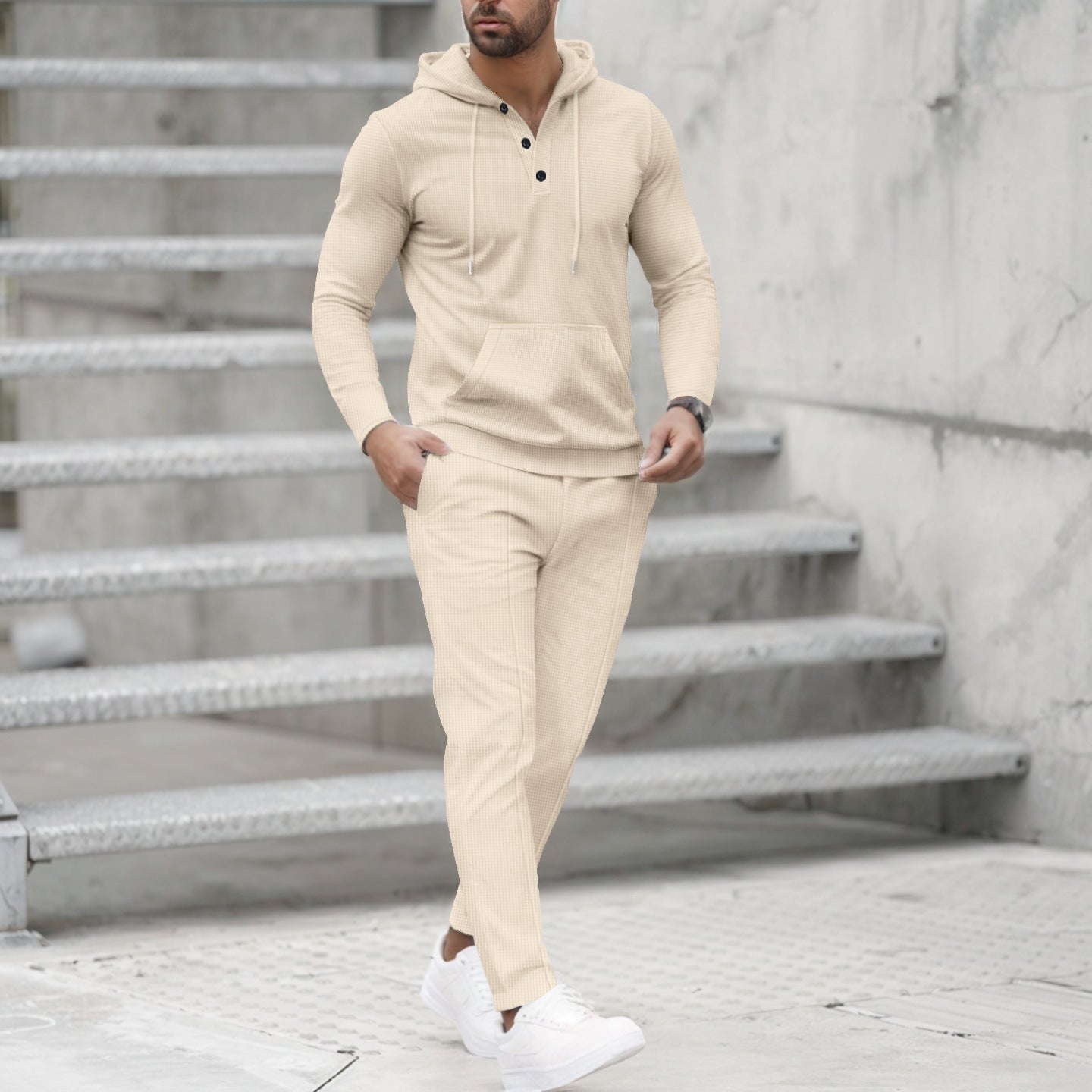 Herren Kapuzen-Sweatset Mit Taschen Modern Sportlich