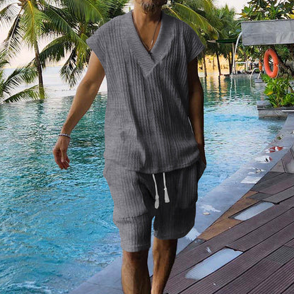 Herren Urlaubsshirt Elastisch V-Ausschnitt Modern