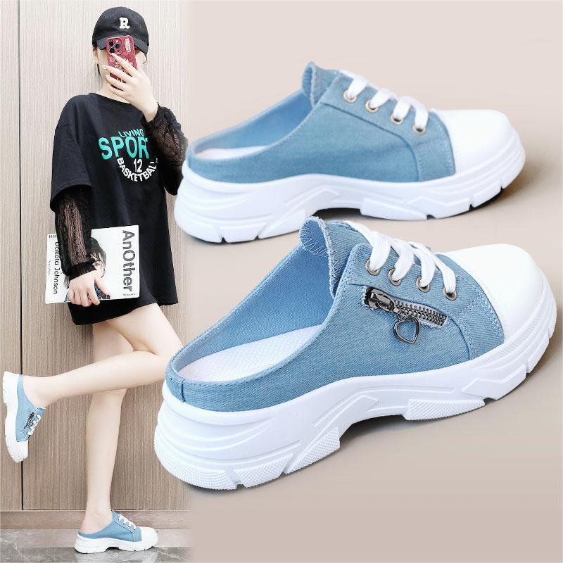 Damen Sneaker Slipper Bequem Reißverschluss Sportsohle - BerlinGlamour