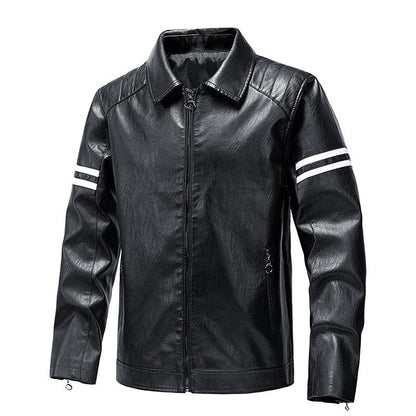 Herren Lederjacke Lässig Schwarz Modern