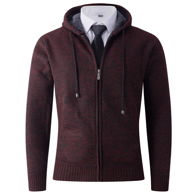 Herren Strickjacke Kapuzenjacke Reißverschluss Modern - BerlinGlamour