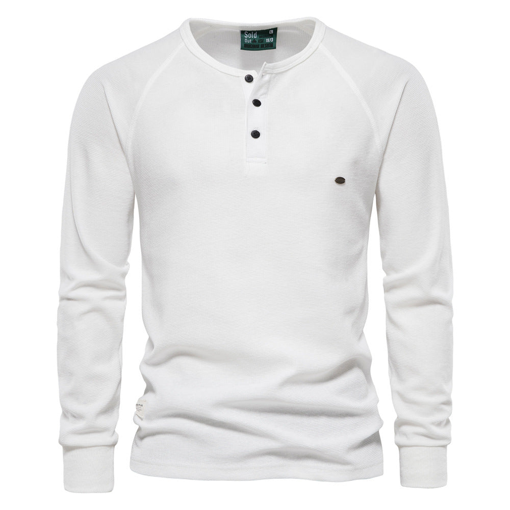 Herren Langarmshirt Modern mit Knopfleiste und Struktur Oberfläche