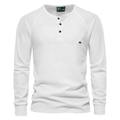 Herren Langarmshirt Modern mit Knopfleiste und Struktur Oberfläche