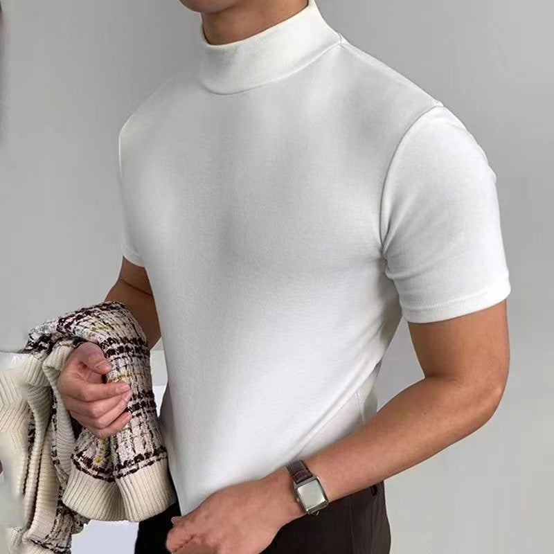 Herren T-Shirt Kurzarm Rollkragen Modern Hochwertig