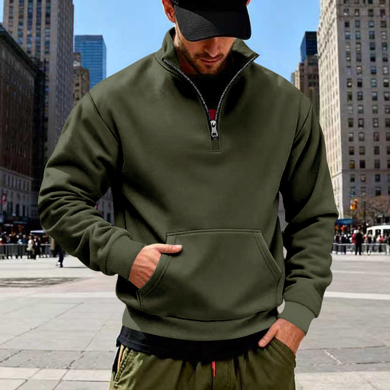 Herren Sweatshirt Halbzipper Grau Sportlich