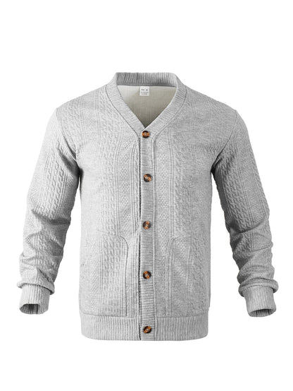Herren Strickjacke Strukturiert Goldknöpfe Modern