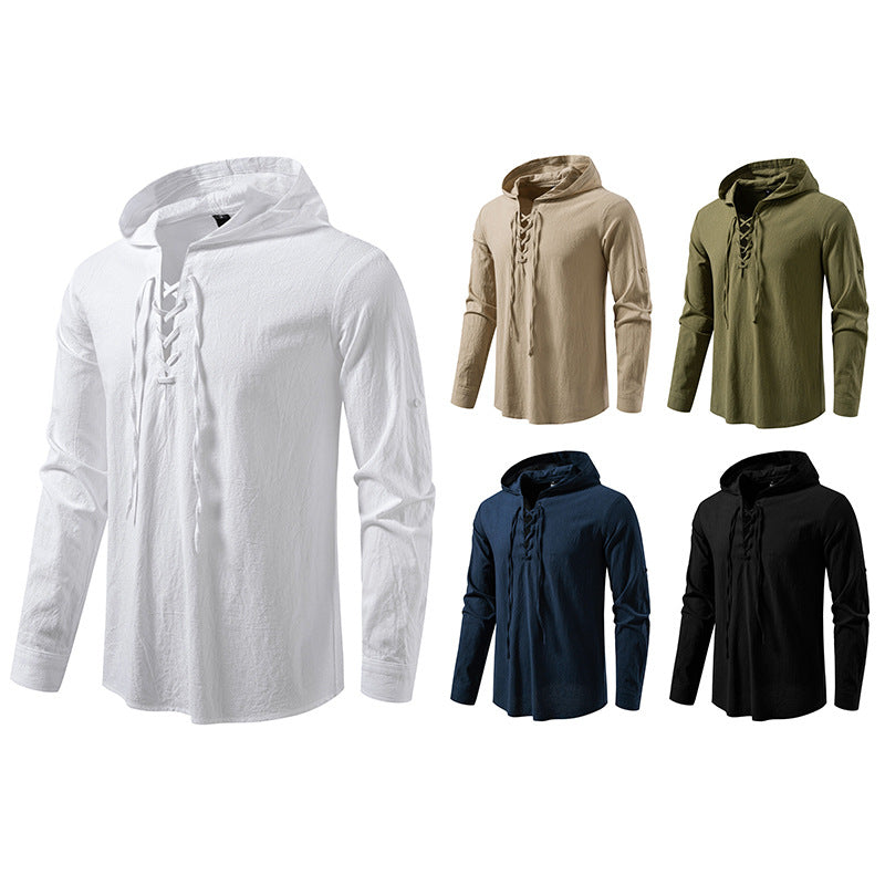 Herren Kapuzenpullover Modern Schnürdesign Streetwear