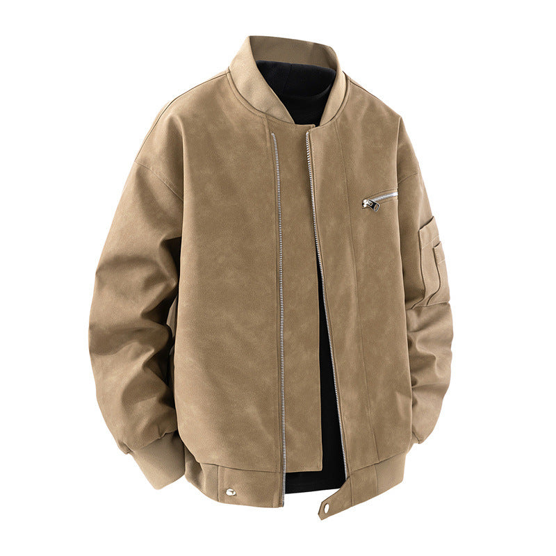 Herren Bomberjacke Elegant Vieltaschig Schwarz