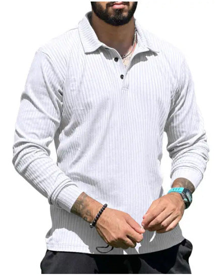 Herren Poloshirt Langarm Modern RippdesignSlimFit