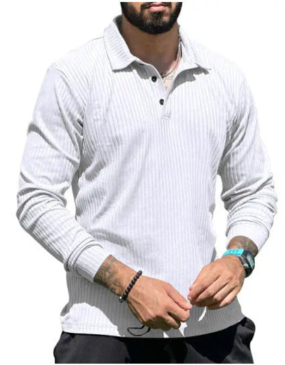 Herren Poloshirt Langarm Modern RippdesignSlimFit