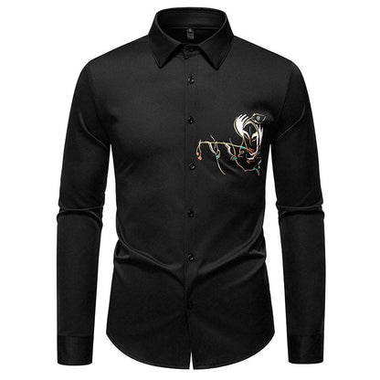 Herren Hemd Langarm Elegant Modern mit Stickerei