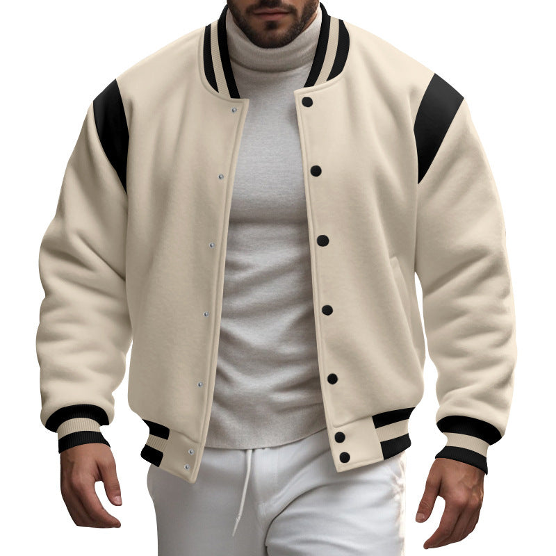 Herren Lederjacke Lässig Mit Kontrastdetails Modern