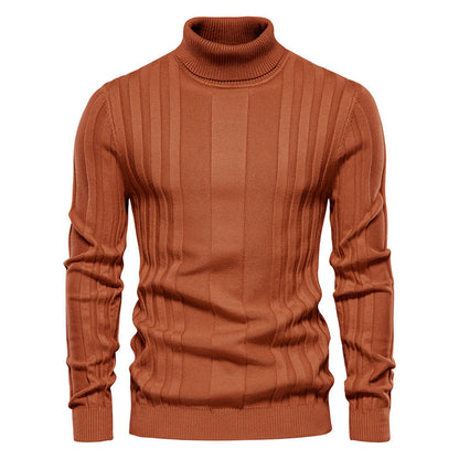 Herren Strickpullover Hochgeschlossen Elegante Rippstruktur