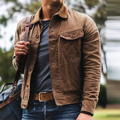 Herren Jacke Baumwoll Modern mit Taschen