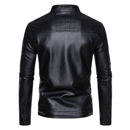 Lederjacke Herren Modern Stehkragen Stylisch Schwarz