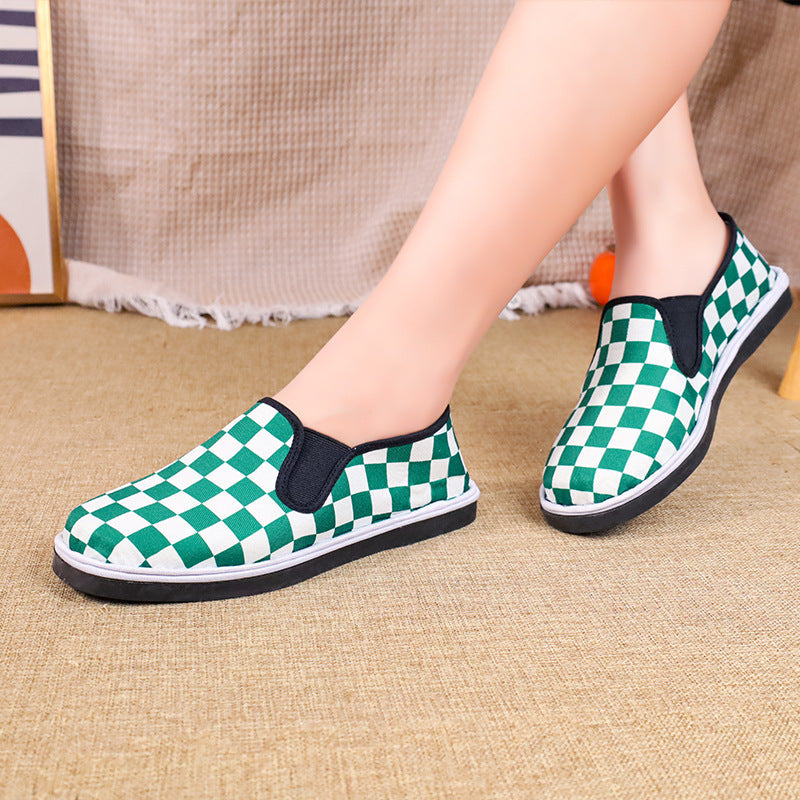 Damen Sneaker Karo Slip-On Comfort Schuhe