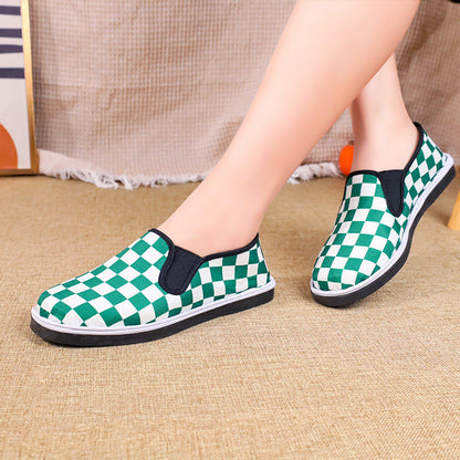 Damen Sneaker Karo Slip-On Comfort Schuhe
