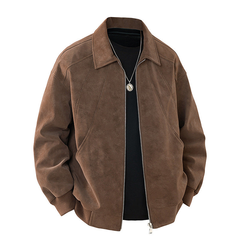 Herren Lederjacke Elegant Wildleder Schnitt Modern
