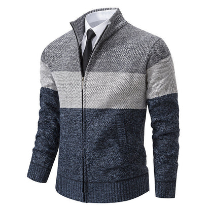 Herren Strickjacke Strukturiertes Farbblock Design Modern