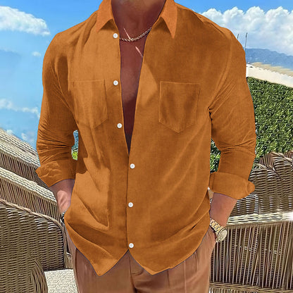 Herren Kord Bluse Modern Trendig Elegant